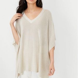 ANN TAYLOR Summer Sweaters | Shimmer V-Neck Poncho Gold